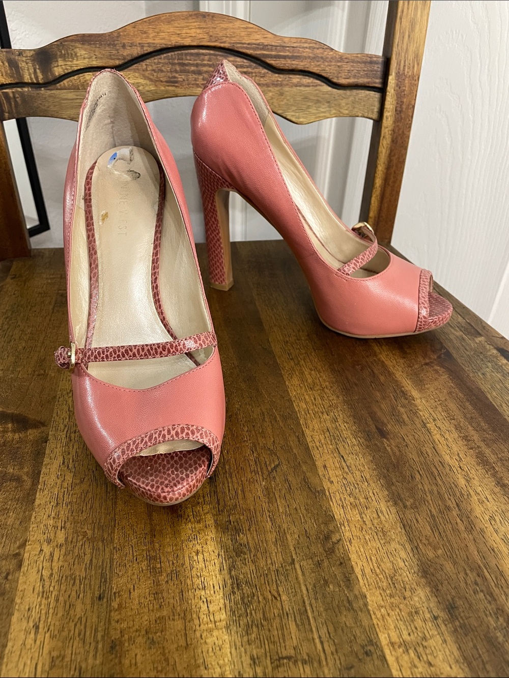 Nine West Hope vintage style mauve rose  Peep-Toe Heels size 7.5